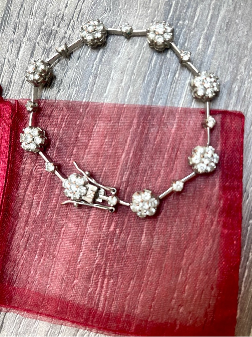 Sparkling White Crystal Floral Tennis Bracelet - Women Jewelry